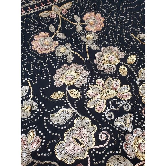 Chelsea & Violet Girls Sequin Formal Dress Size L Black Gold Floral Lined 10 12 - Picture 3 of 8